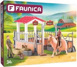 FAUNICA Malá stáj herní set 2 figurky s koněm a doplňky plast