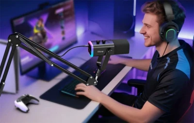 Fifine AM8T růžový herní mikrofon