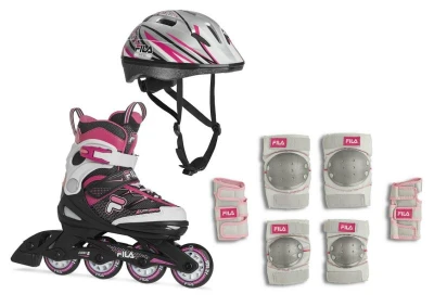 Fila J-One Girl Combo 3-Set Pink/Magenta dětské kolečkové brusle Fila J-One Girl Combo 3-Set Pink/Magenta dětské kolečkové brusle