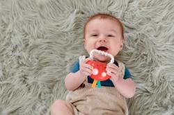 Fisher Price Baby kousátko chrastítko muchomůrka pro miminko na baterie Světlo