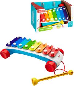 Fisher Price Baby xylofon tahací zábavný na kolečkách 8 kláves plast
