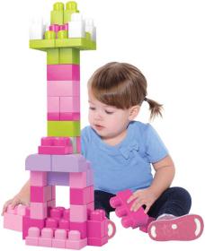 Fisher Price MEGA BLOKS Stavebnice 60 dílků v plastové tašce pro holky