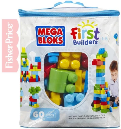 Fisher Price MEGA BLOKS Stavebnice 60 dílků v plastové tašce pro kluky Fisher Price MEGA BLOKS Stavebnice 60 dílků v plastové tašce pro kluky