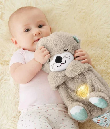Fisher Price PLYŠ Baby usínáček podřimující vydra na baterie Světlo Zvuk pro miminko