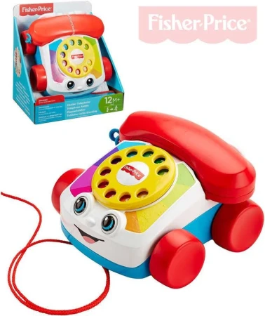 Fisher Price Telefon baby klasický tahací s obličejem pohyblivé oči pro miminko
