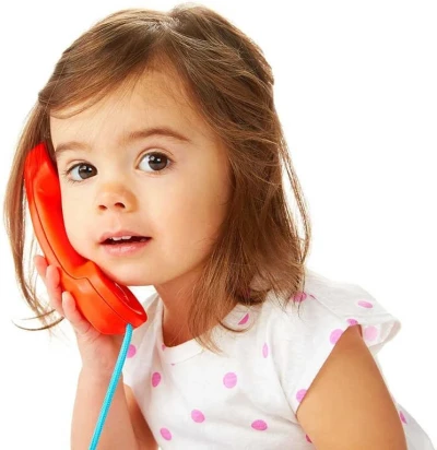 Fisher Price Telefon baby klasický tahací s obličejem pohyblivé oči pro miminko