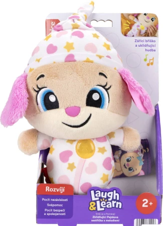 Fisher Price Zklidňující pejskova sestřička baby na baterie Světlo Zvuk PLYŠ