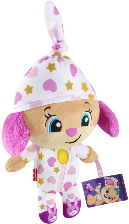 Fisher Price Zklidňující pejskova sestřička baby na baterie Světlo Zvuk PLYŠ