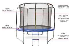Fitness King Trampolína DELUXE 305 cm + ochranná síť + schůdky
