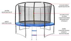 Fitness King Trampolína DELUXE 366 cm + ochranná síť + schůdky