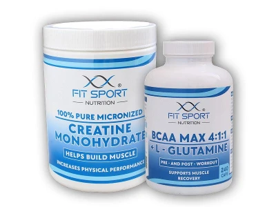 FitSport Nutrition 100% Creatine Monohydrate 550g + BCAA MAX 4:1:1 + L-Glutamine 240 caps FitSport Nutrition 100% Creatine Monohydrate 550g + BCAA MAX 4:1:1 + L-Glutamine 240 caps