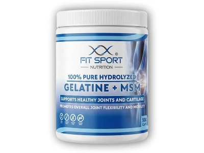 FitSport Nutrition 100% Pure Hydrolyzed Gelatine + MSM 500 kapslí - Želatina + MSM