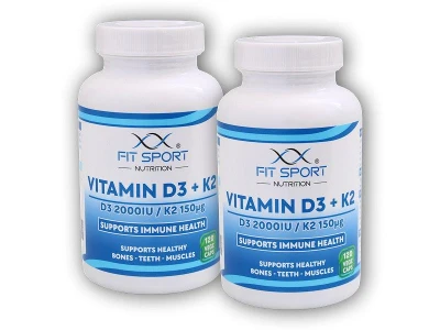 FitSport Nutrition 2x Vitamin D3 + K2 120 vege kapslí FitSport Nutrition 2x Vitamin D3 + K2 120 vege kapslí
