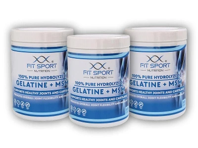FitSport Nutrition 3x 100% Pure Hydrolyzed Gelatine + MSM 500 kapslí - Želatina + MSM FitSport Nutrition 3x 100% Pure Hydrolyzed Gelatine + MSM 500 kapslí - Želatina + MSM