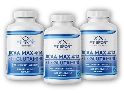 FitSport Nutrition 3x BCAA MAX 4:1:1 + L-Glutamine 240caps