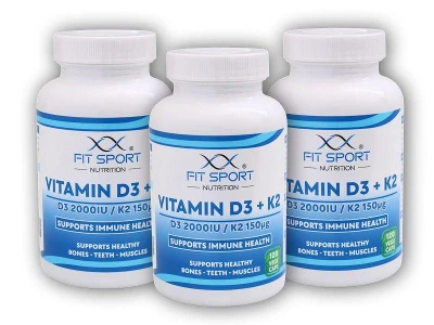 FitSport Nutrition 3x Vitamin D3 + K2 120 vege kapslí FitSport Nutrition 3x Vitamin D3 + K2 120 vege kapslí