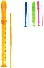Flétna dětská barevná průhledná s čistítkem 4 barvy plast (hudební nástroje)