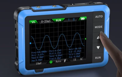 FNIRSI DSO510 modro-černý přenosný mini osciloskop 2 v 1 generátor signálu
