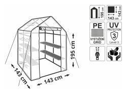 Garvia Fóliovník PORRI rolovací vstup vyztužená fólie 143x143x195cm PE