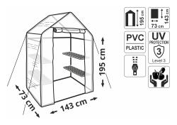 Garvia Fóliovník RAFANO rolovací vstup 143x73x195cm PVC