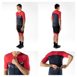 Force ART tm. modrý-červený cyklodres - kr. rukáv + Force BLADE MTB černé cyklokraťasy