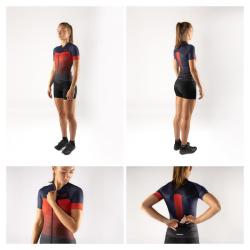 Force ASCENT modro-červený dámský cyklodres - kr. rukáv POUZE XL (VÝPRODEJ)