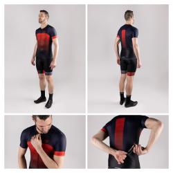 Force ASCENT modro-červený cyklodres - kr. rukáv dres