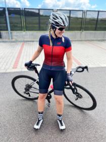 Force ASCENT modro-červený cyklodres - kr. rukáv dres