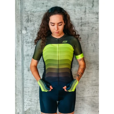 Force ASCENT zeleno-fluo cyklodres - kr. rukáv dres