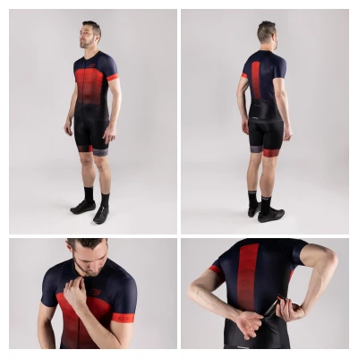 Force ASCENT modro-červený cyklodres - kr. rukáv dres
