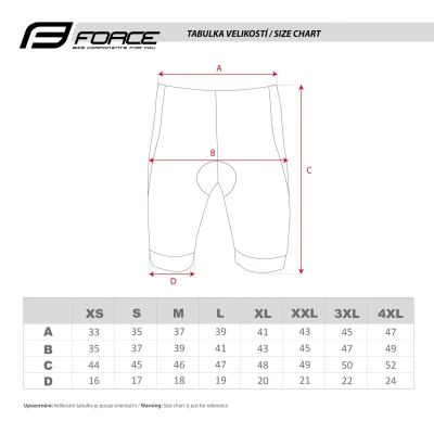 Force B21 EASY černé cyklokraťasy do pasu s vložkou POUZE XS (VÝPRODEJ)