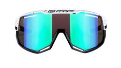 Force ATTIC bílo-černé cyklistické brýle - zelené kontrast.sklo + šátek Force