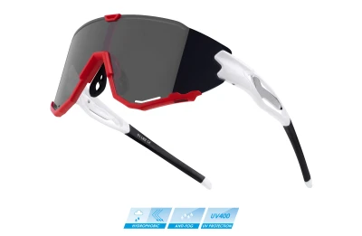 Force CREED bílo-červené, černá zrc. skla cyklistické brýle
