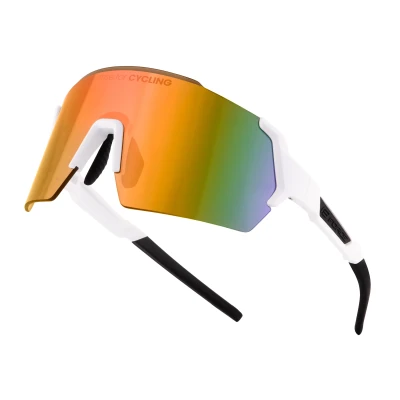 Force ELECTRA bílé cyklistické brýle, červené revo sklo