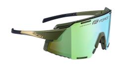 Force GRIP army-zlaté cyklistické brýle - zlatá revo skla + šátek Force