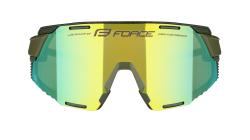 Force GRIP army-zlaté cyklistické brýle - zlatá revo skla + šátek Force