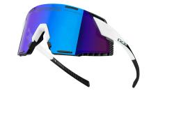 Force GRIP bílé cyklistické brýle - modrá revo skla + šátek Force