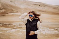 Force GRIP bílé cyklistické brýle - modrá revo skla + šátek Force