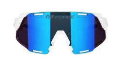 Force GRIP bílé cyklistické brýle - modrá revo skla + šátek Force
