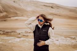 Force GRIP bílé cyklistické brýle - modrá revo skla + šátek Force