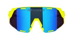 Force GRIP fluo cyklistické brýle - modrá revo skla + šátek Force