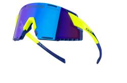 Force GRIP fluo cyklistické brýle - modrá revo skla + šátek Force