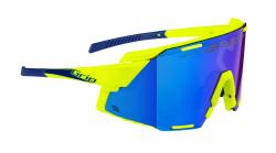 Force GRIP fluo cyklistické okuliare - modré revo sklá + šatka Force