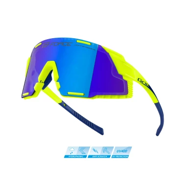 Force GRIP fluo cyklistické brýle - modrá revo skla Force GRIP fluo cyklistické brýle - modrá revo skla