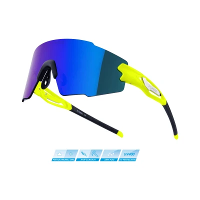 Force MANTRA fluo cyklistické okuliare - modré zrkadlové sklo Force MANTRA fluo cyklistické okuliare - modré zrkadlové sklo