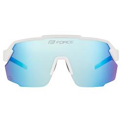 Force PULSE bílé cyklistické brýle, modré zrc. sklo