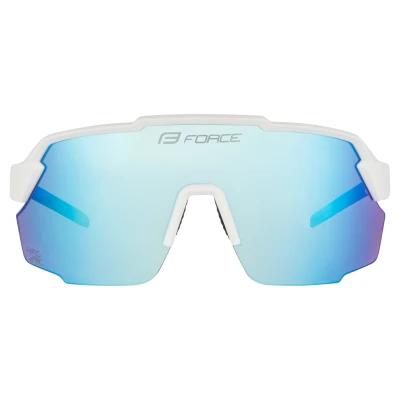 Force PULSE bílé cyklistické brýle, modré zrc. sklo