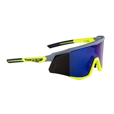 Force SONIC šedo-fluo cyklistické okuliare - modro-fial. zrkadlové sklá