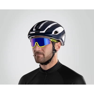 Force SONIC šedo-fluo cyklistické okuliare - modro-fial. zrkadlové sklá