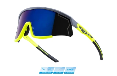 Force SONIC šedo-fluo cyklistické brýle - modro-fial. zrc. skla